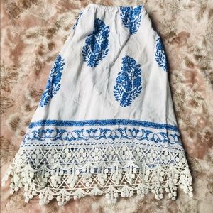 High neck tank top with lace bottom- cropped